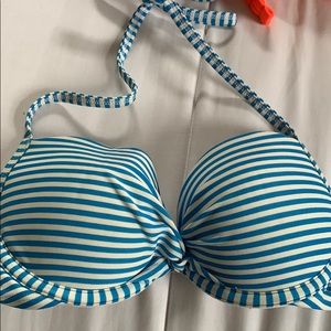 Aerie blue and white striped bikini top